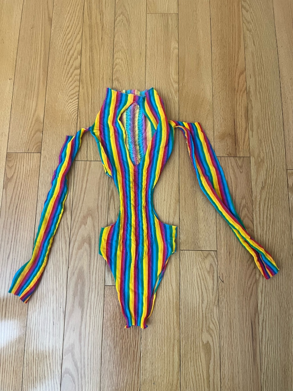 SHEIN Rainbow Stripe Long Sleeve Kids One-Piece
